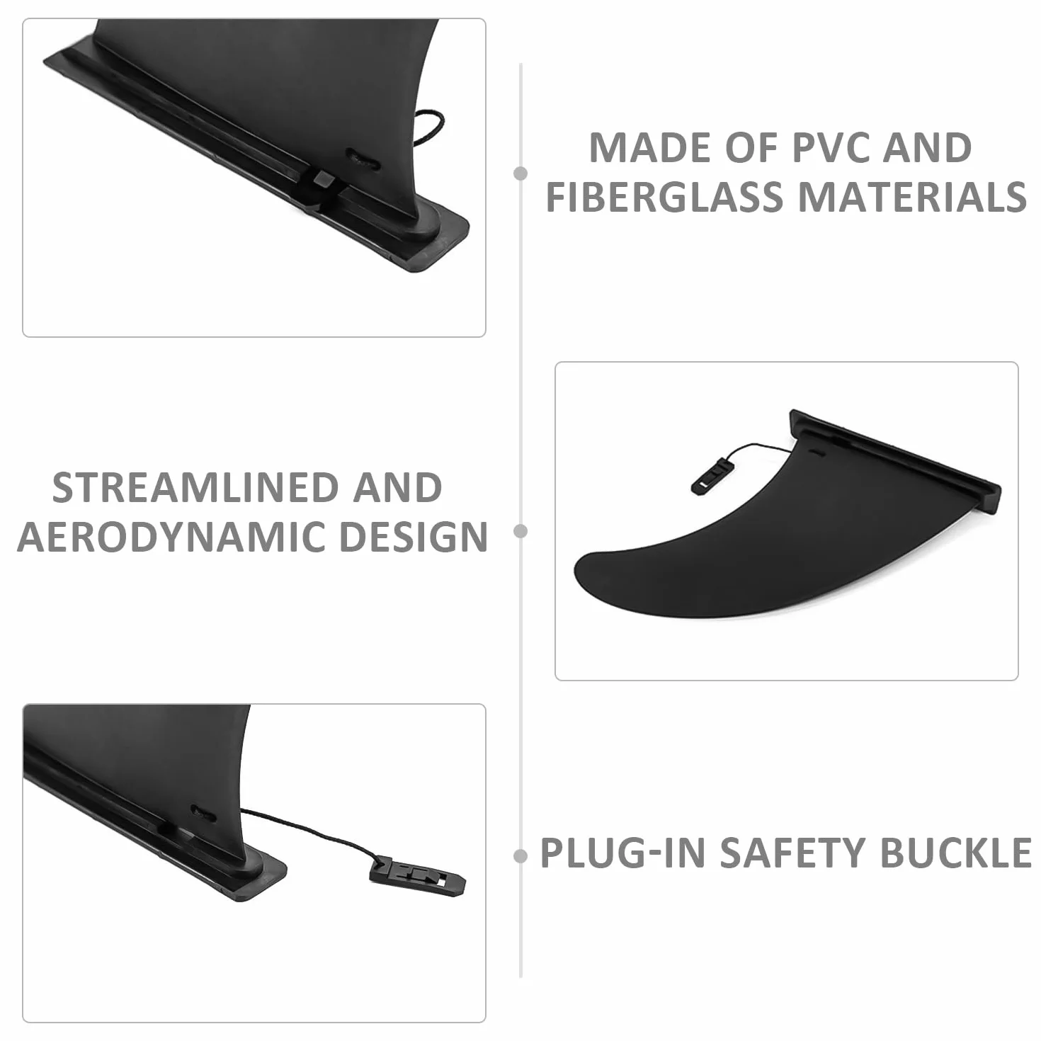Clip de aleta universal para tabla de surf y paddle, adaptador inflable, liberación rápida, eje de remo ajustable (negro)