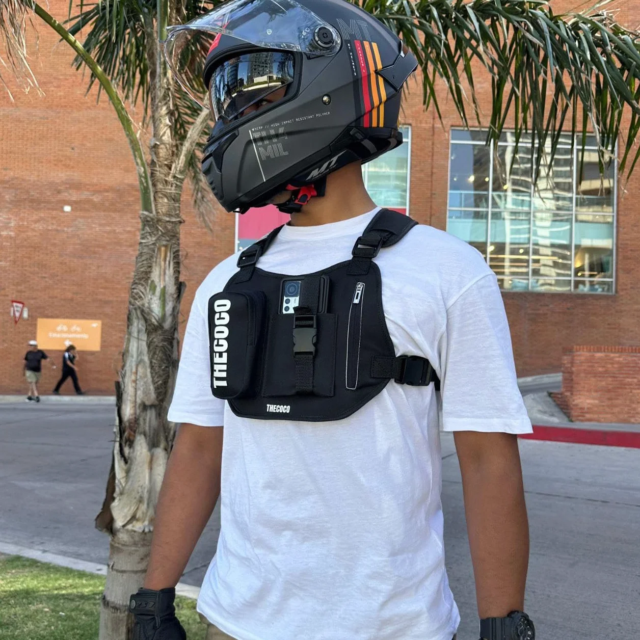 Pechera para Grabar con Soporte para Móvil Ajustable, Bicicleta Moto Motocross
