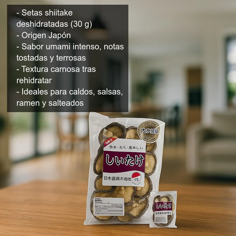 Setas Shiitake Deshidratadas Japonesas 30 g Ingrediente Umami para Ramen Caldos Sopas Salteados y Salsas