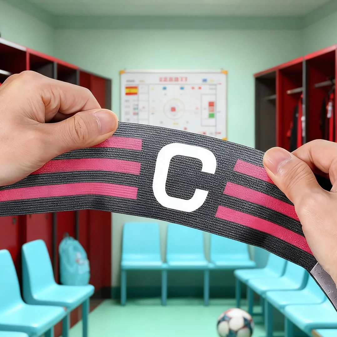 Brazalete de capitán de fútbol deportivo elástico con cierre para adultos y silbato (negro, naranja)