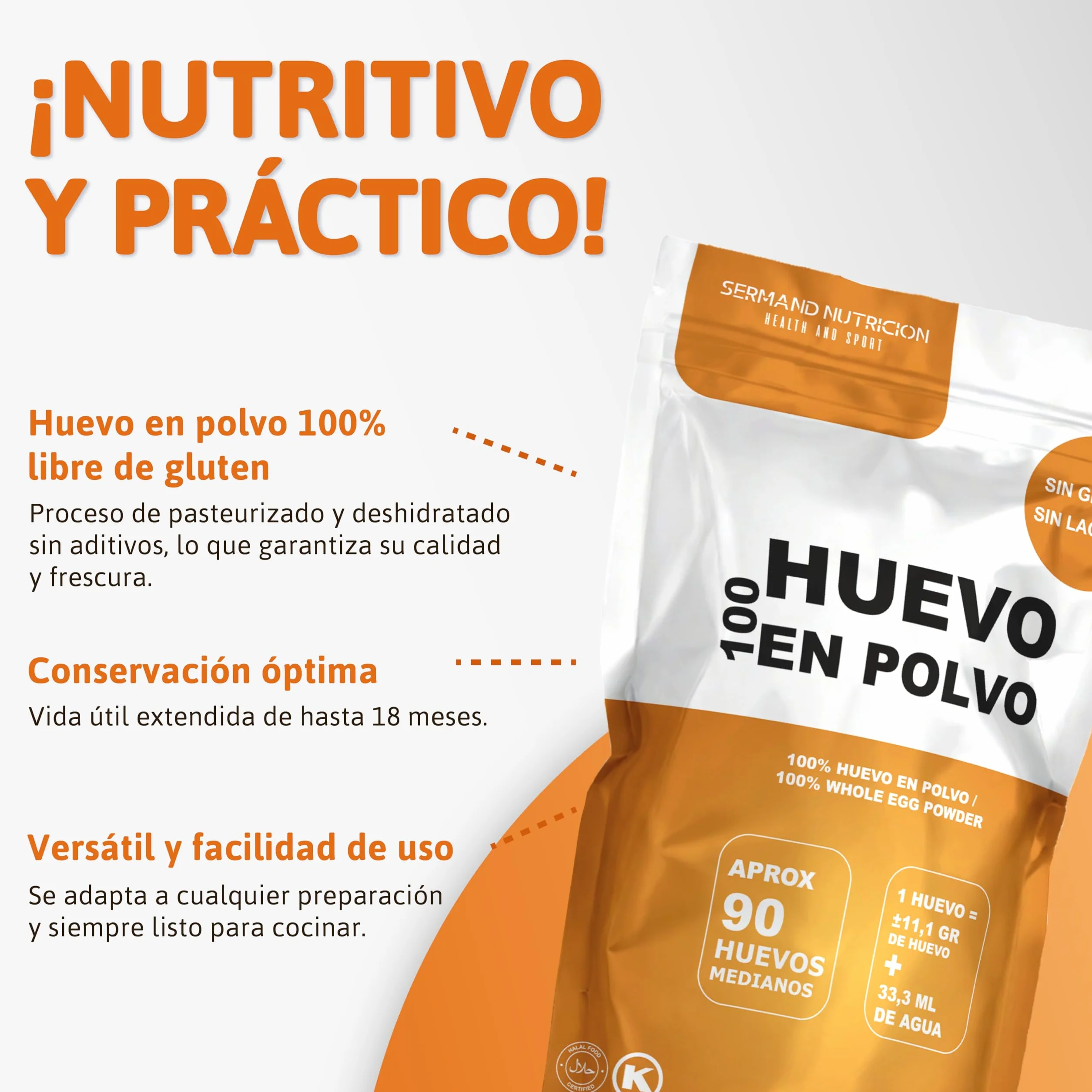 Huevo en Polvo Deshidratado Pasteurizado Sin Gluten Sin Lactosa 1 kg