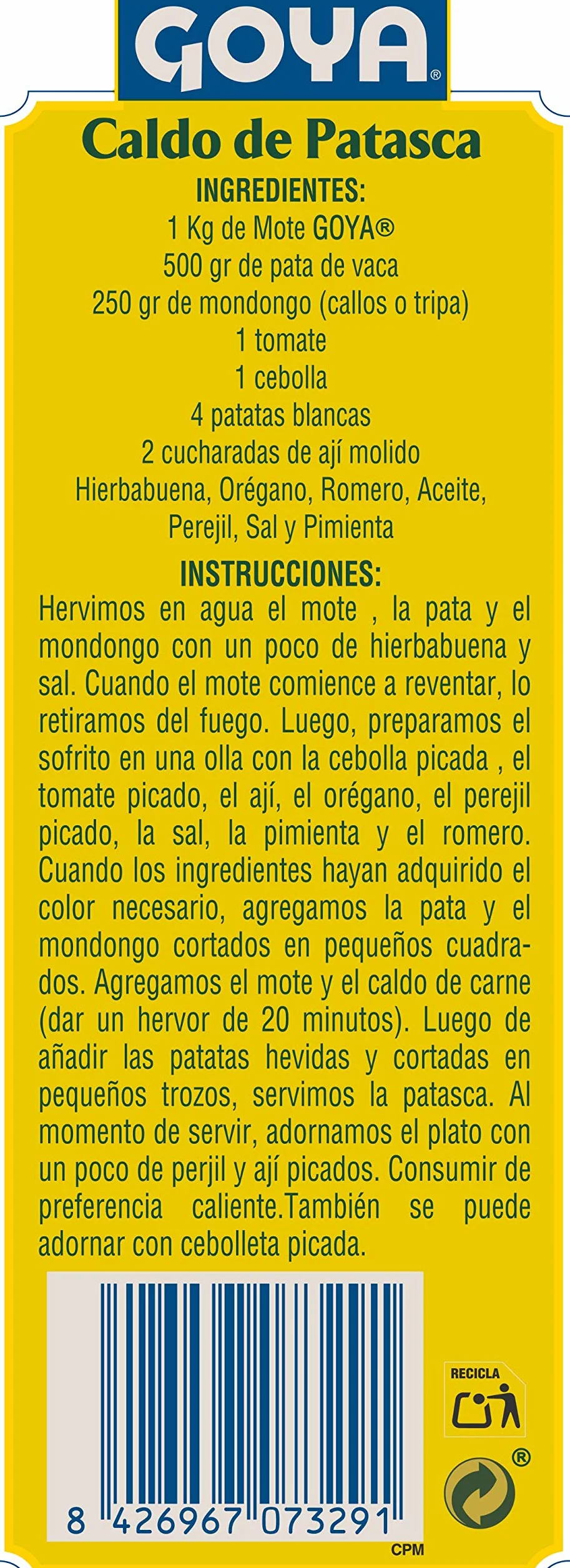 Goya Maiz Mote - 6 unidades x 500g 3000 g