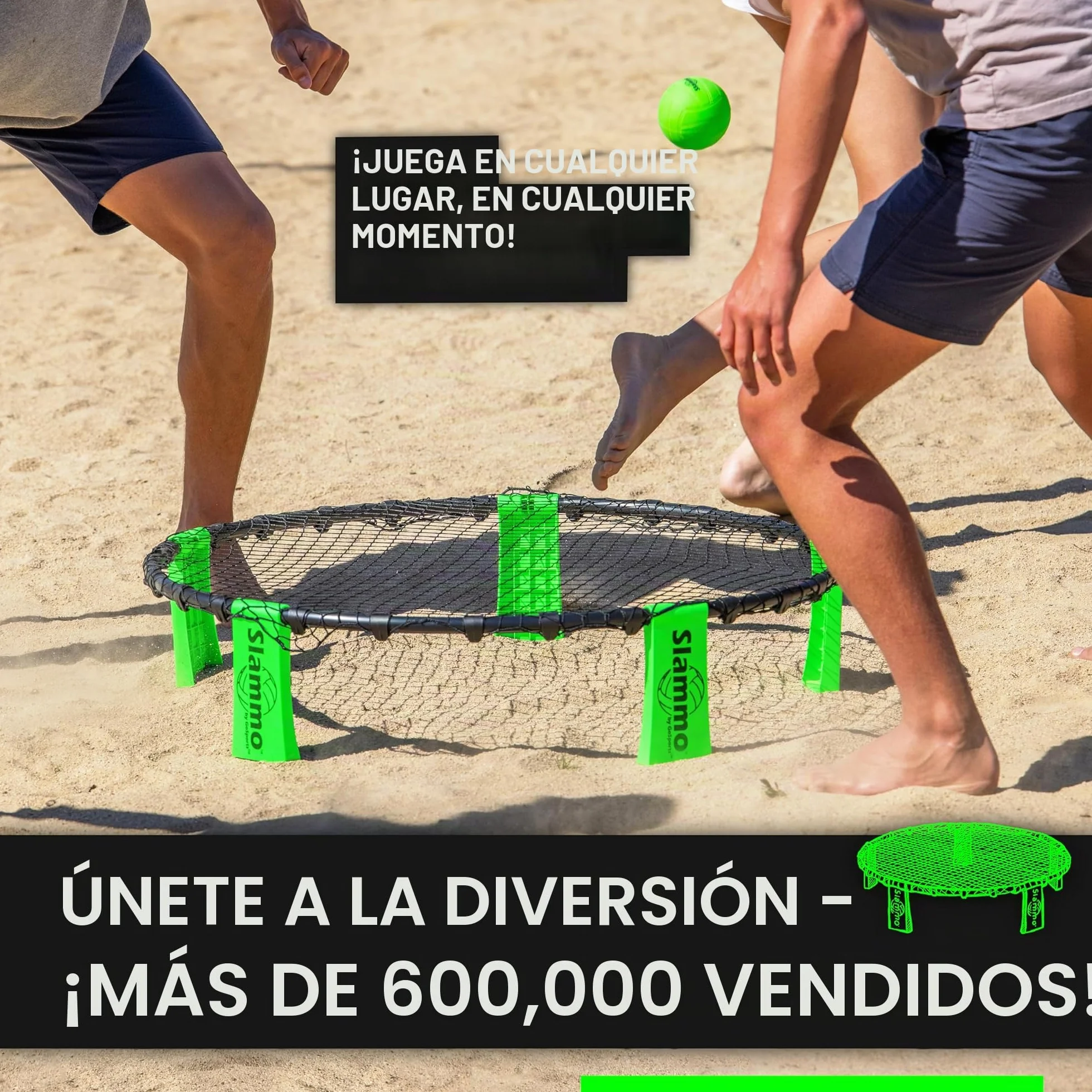 GoSports Slammo Game Set Juego de Red Redonda para Césped al Aire Libre Playa y Portón Trasero