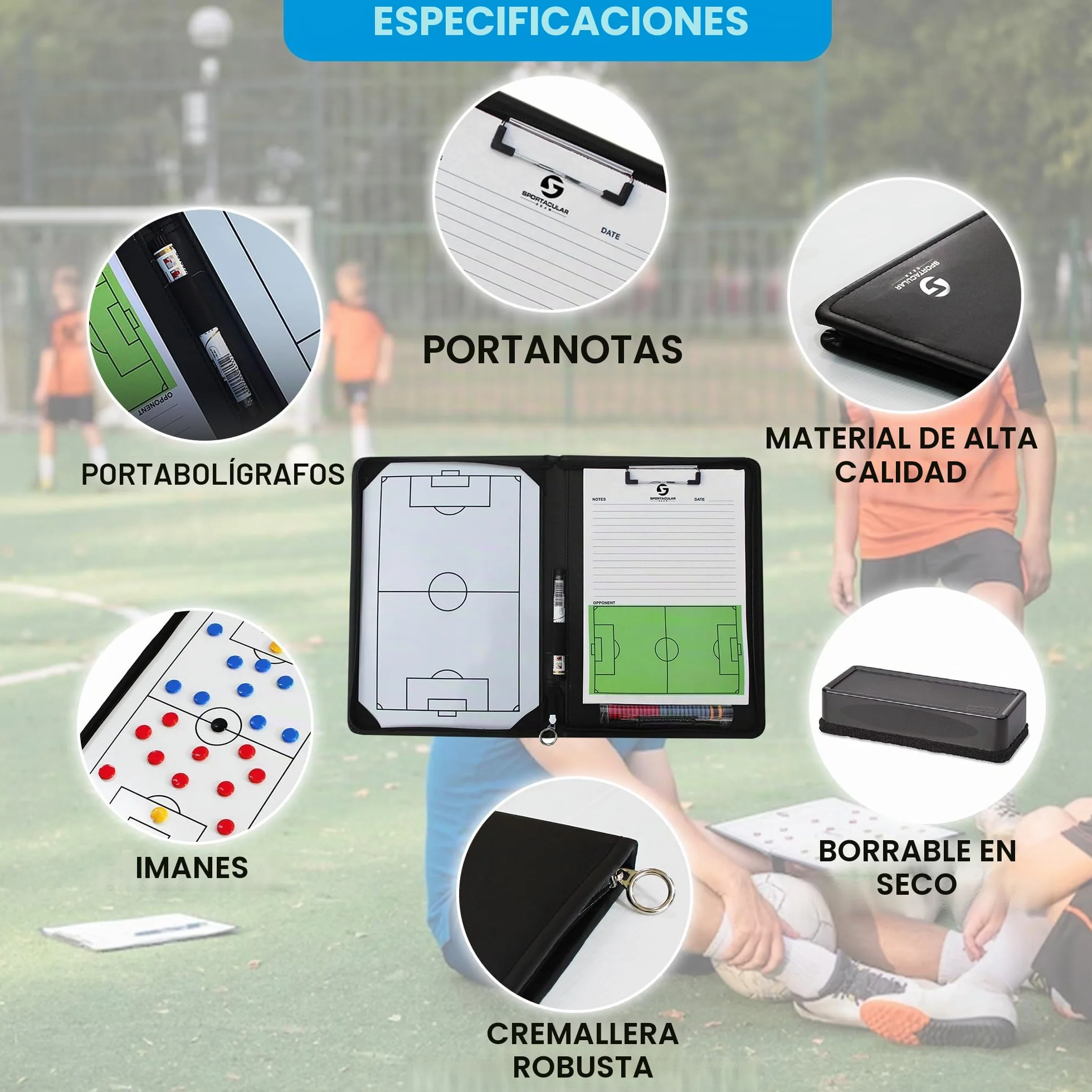 Carpeta Táctica Plegable para Entrenamiento de Fútbol