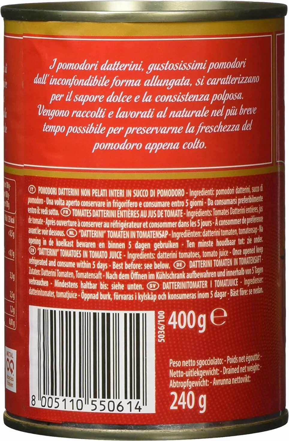 Mutti Pomodorini Datterini Datterini - Lote de 12 tomates cherry (sabor dulce, forma alargada, salsa italiana, tomates, 400 g)