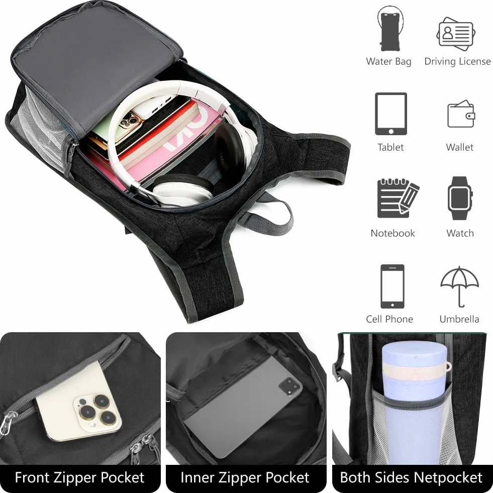 flintronic 16L Mochila Plegable Ultraligera Impermeable para Senderismo Viaje Negro