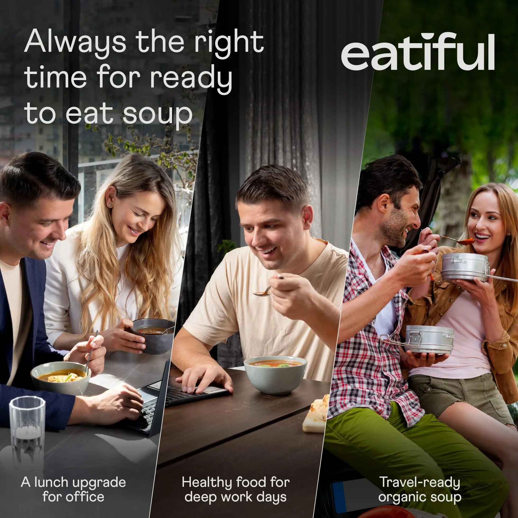 EATIFUL Sopa de Calabaza Moscada, Deliciosa Sopa de Calabaza Moscada Lista Para Comer con Boniatos, Elaborada con Verduras Ecológicas, de Origen Vegetal, sin Gluten y OMG, 400g (Paquete De 10)