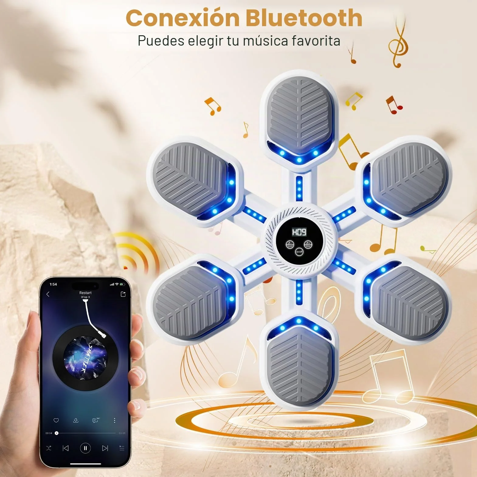 Máquina de Boxeo Bluetooth con Música, 11 Velocidades Ajustables y Guantes