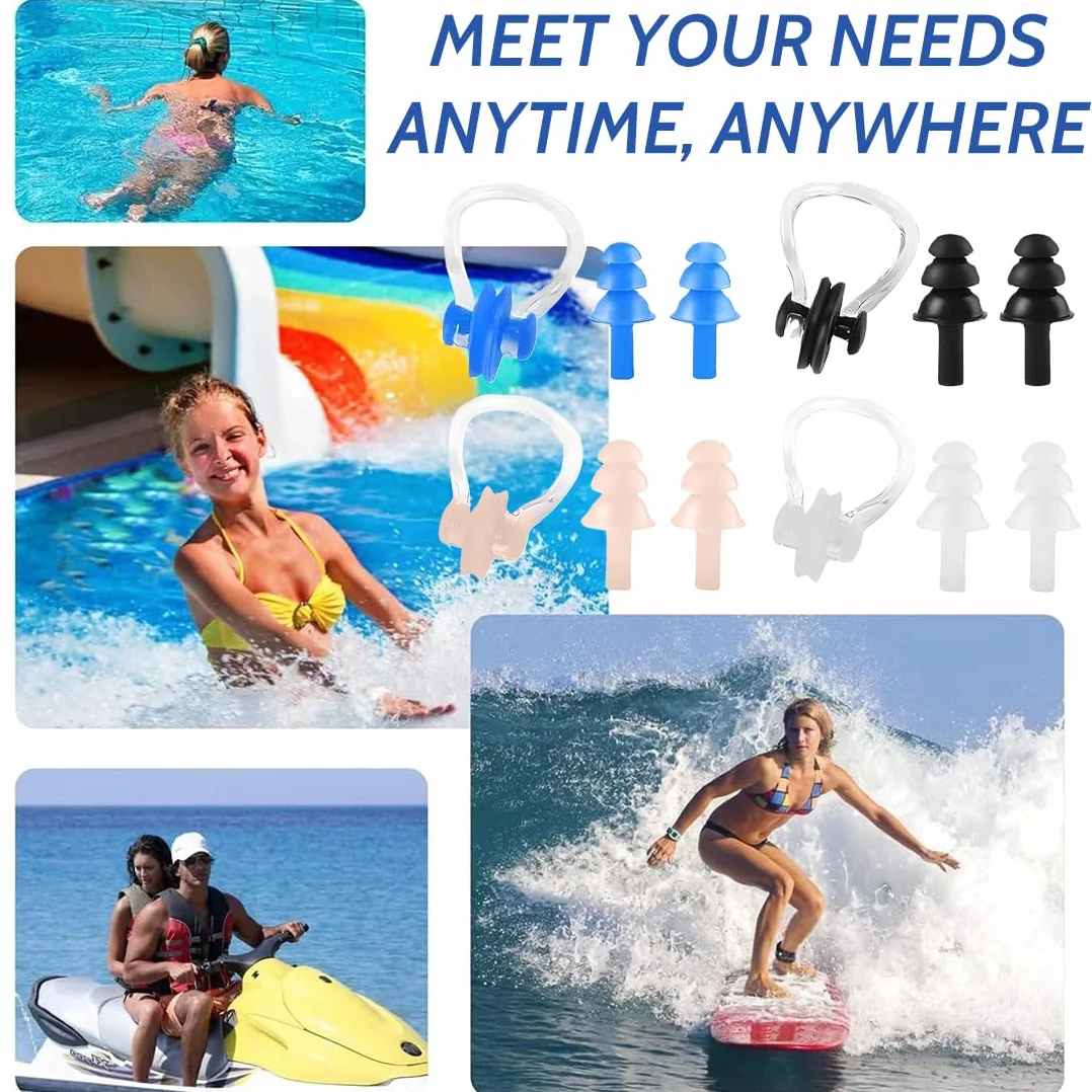 Nose Clip Natación Adultos 4 Piece Set Tapones para los Oídos Protección de la Nariz