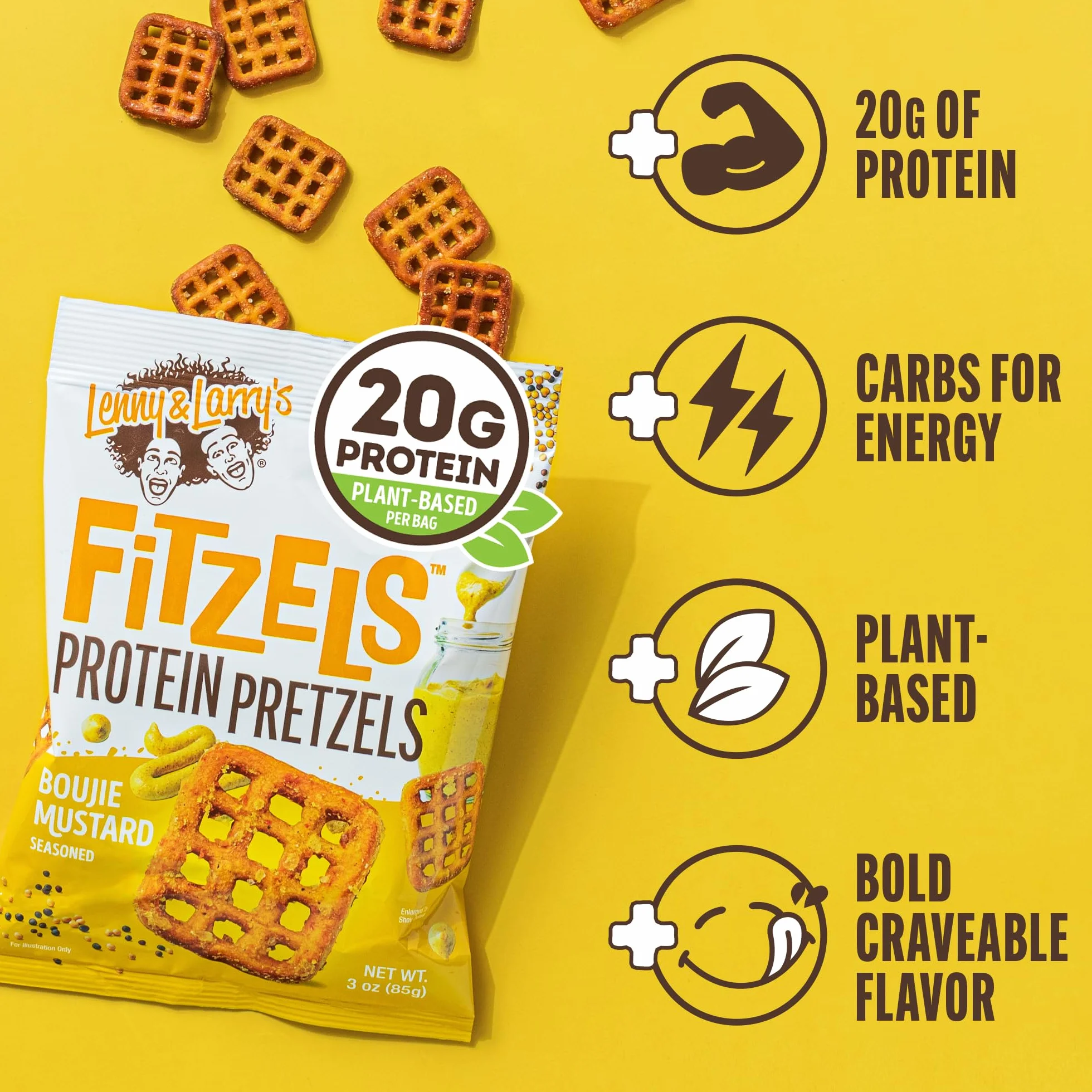 Lenny & Larry's Fitzels Protein Pretzels 8x85g Mostaza
