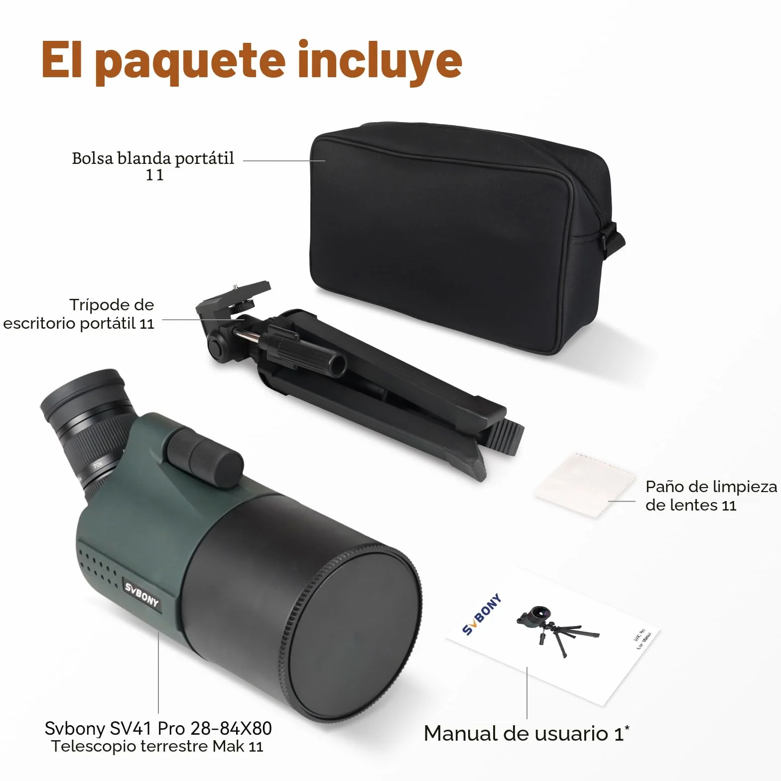 Svbony SV41Pro Telescopio Terrestre 28-84X80 FMC, Enfoque de Doble Velocidad, Spotting Scope para Tiro al Blanco Caza Astronomía