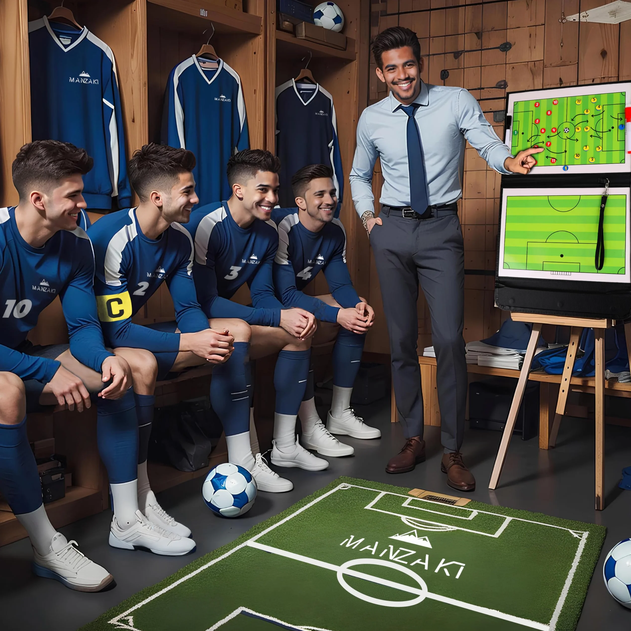 Pizarra Magnética Táctica Entrenador Fútbol con Fichas Brazalete Capitán Silbato 2 Rotuladores Cuero Negro