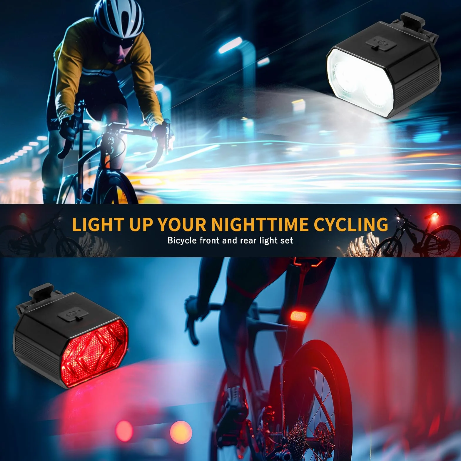 Blendura Luces Bicicleta Delantera y Trasera USB Recargable Luz Bicicleta Carretera Montaña