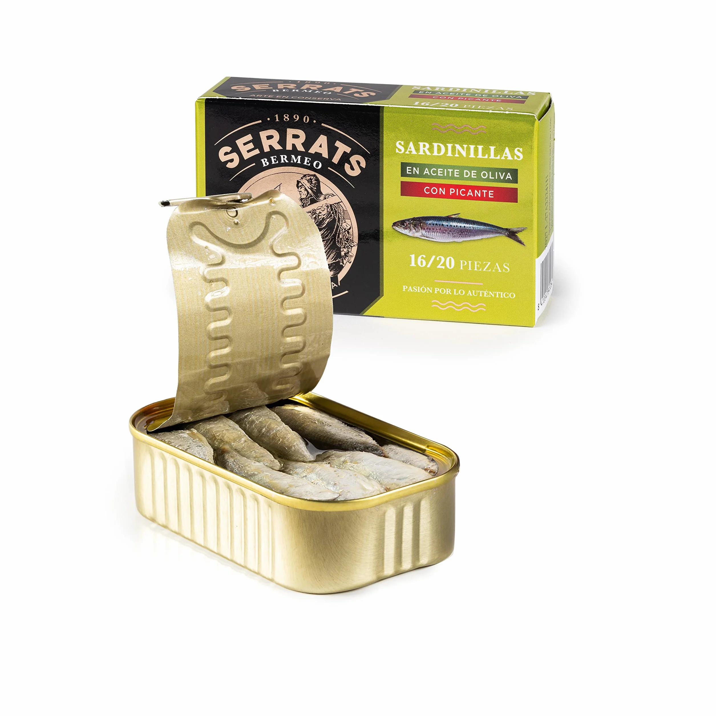 CONSERVAS SERRATS Sardinillas Txikis en Aceite de Oliva Virgen Picante 12 Latas x 115g