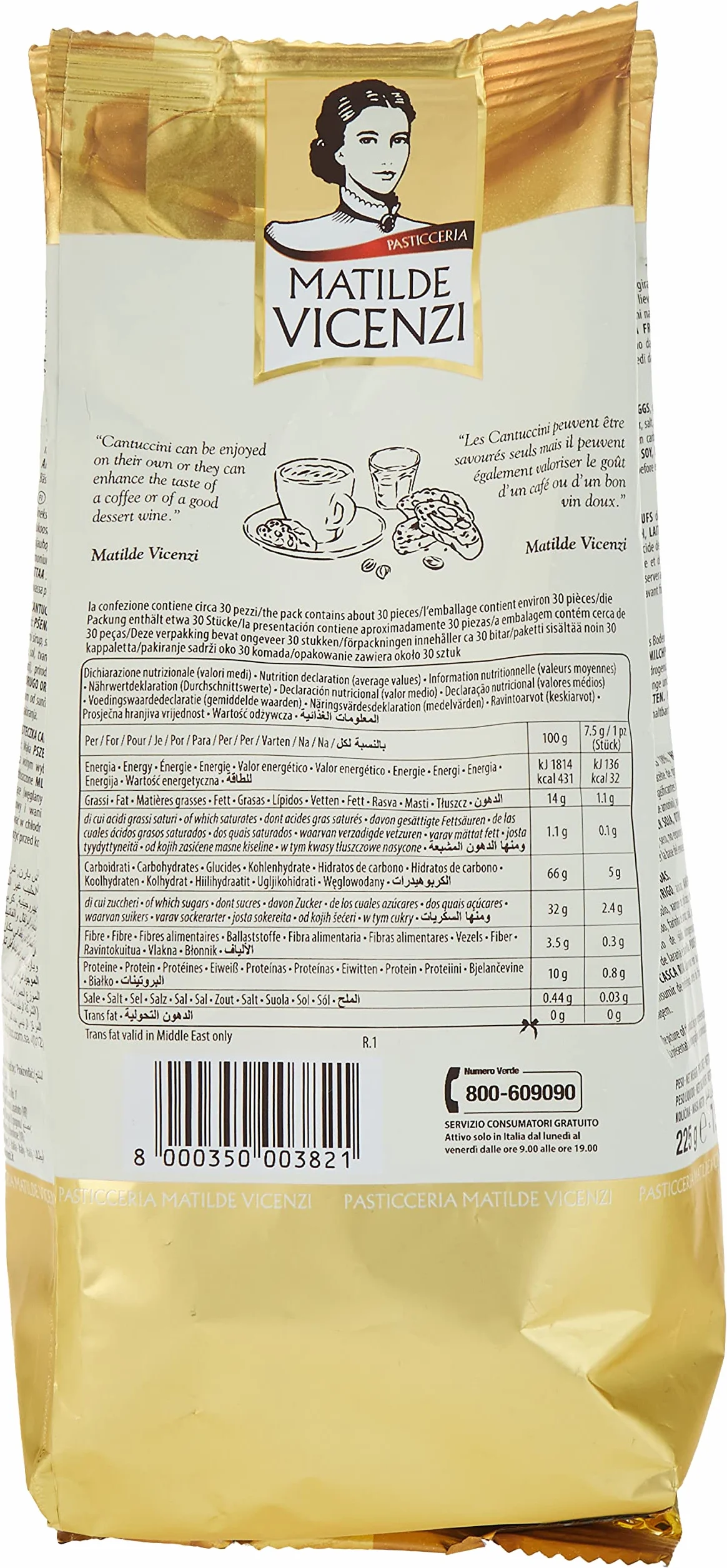 Matilde Vicenzi Cantuccini, Dulce amargo (Almendras) - 4 de 450 gr. (Total 1800 gr.)