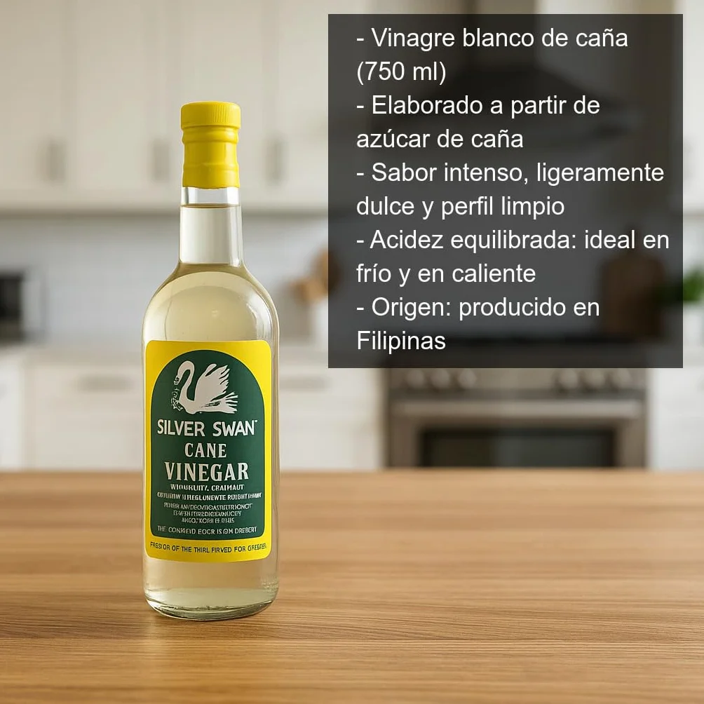 Vinagre blanco de caña 750 ml sabor intenso y ligeramente dulce para aliños, marinados, encurtidos y cocina asiática