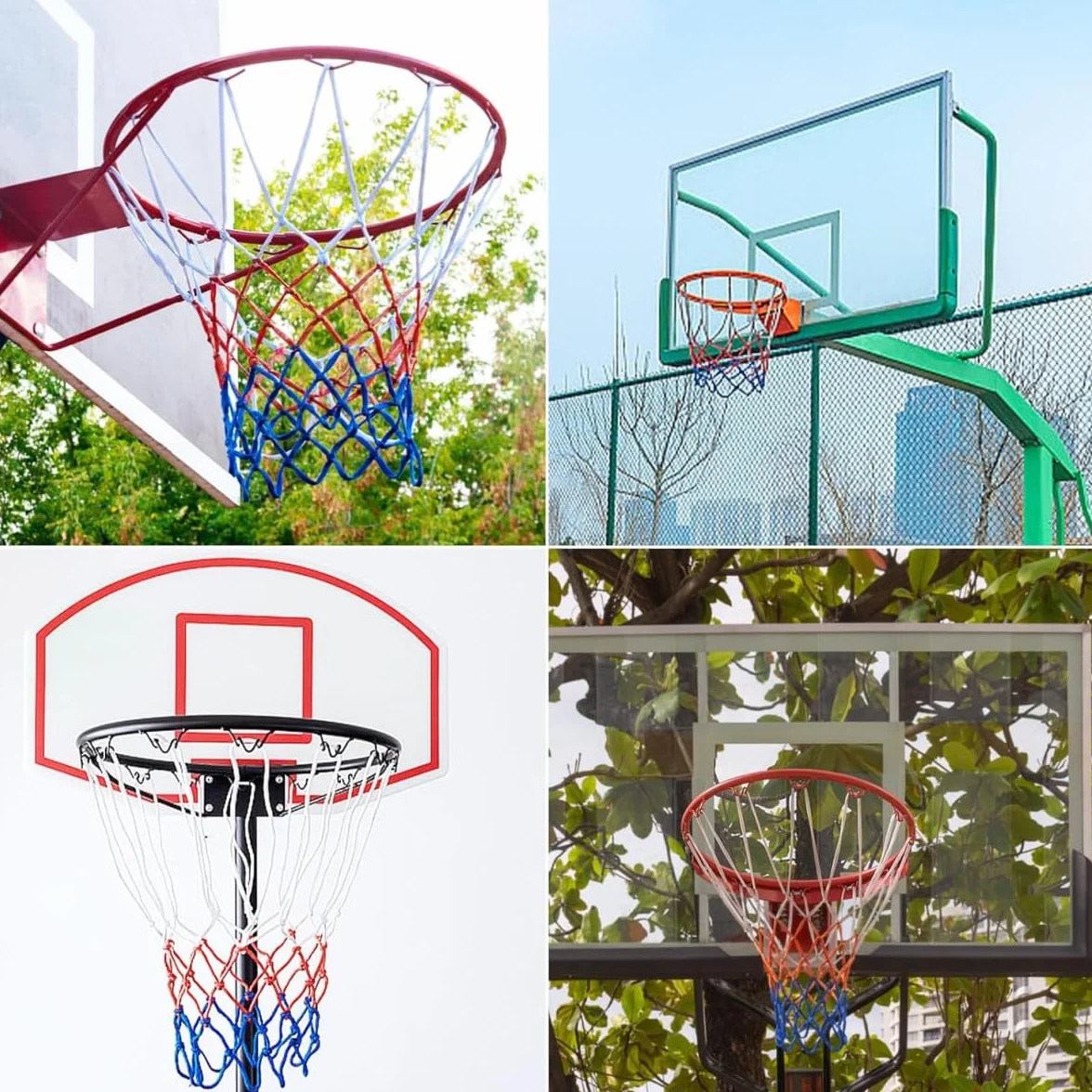 Red de Baloncesto Profesional de Nailon Tricolor 50 cm, 2 Piezas Accesorios Deportes