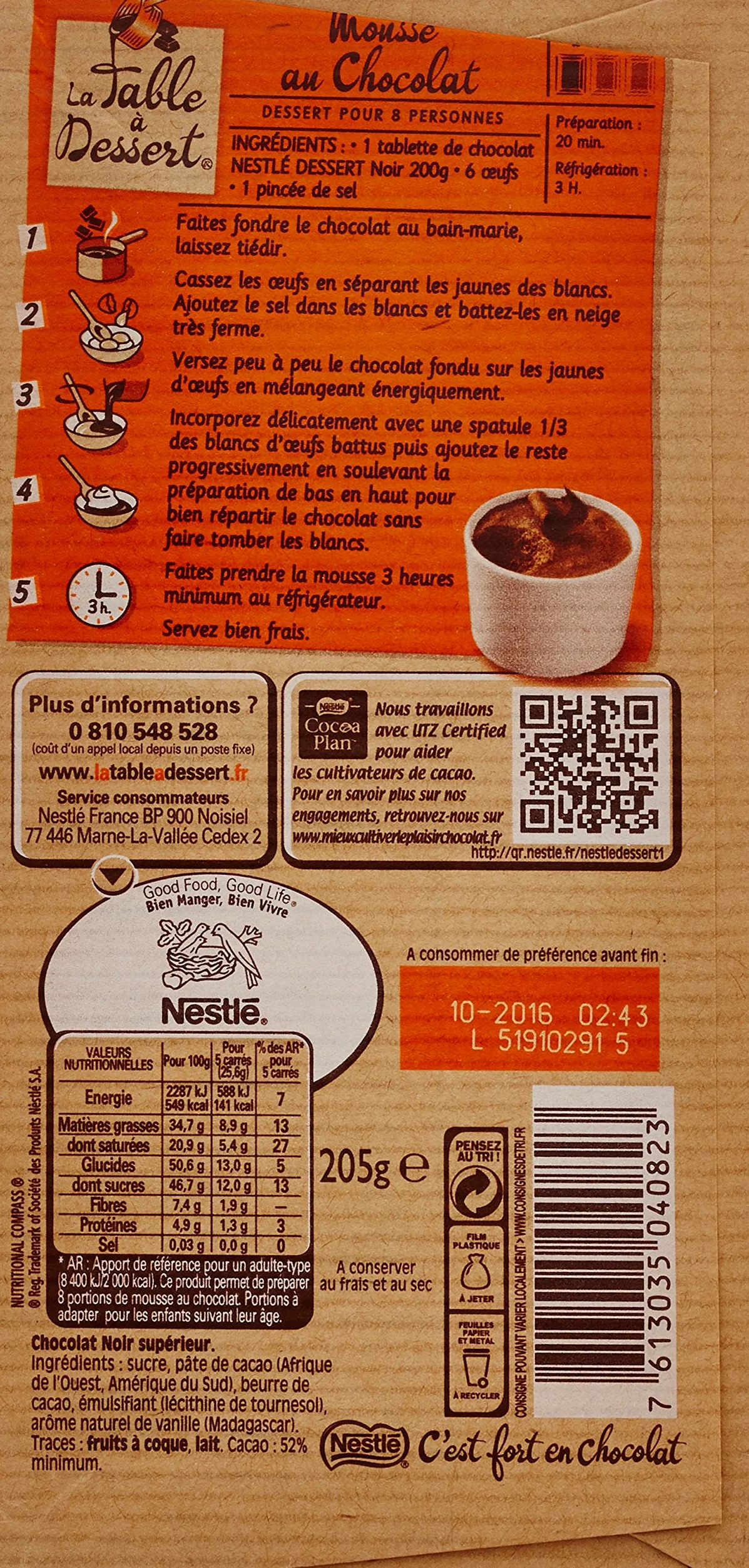 Nestlé dessert Nestlé Postres De Chocolate 2 Negro Tabletas 205G