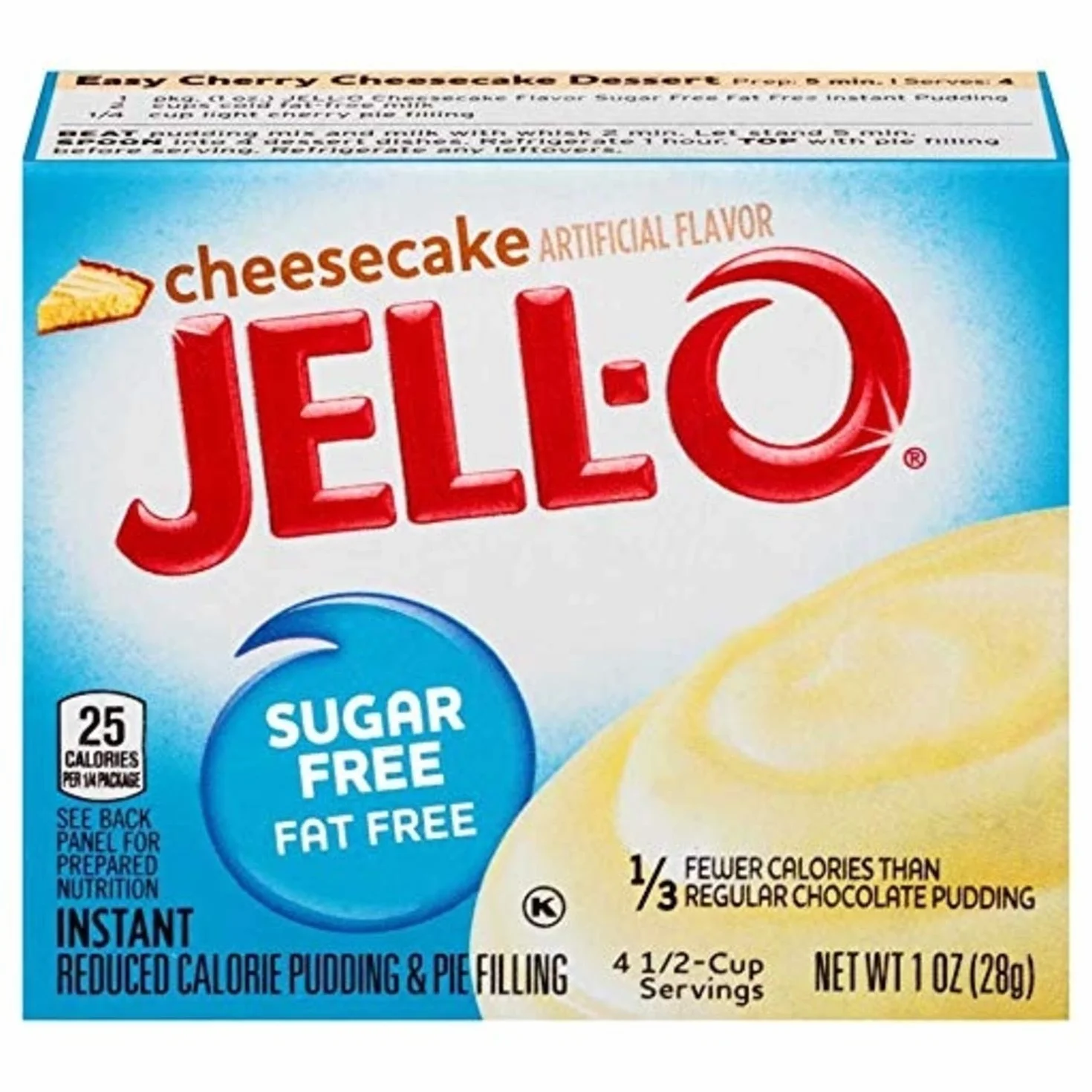 Jell-O Sugar-Free Instant Pudding and Pie Filling, Cheesecake, 1-Ounce Boxes (Pack of 6)
