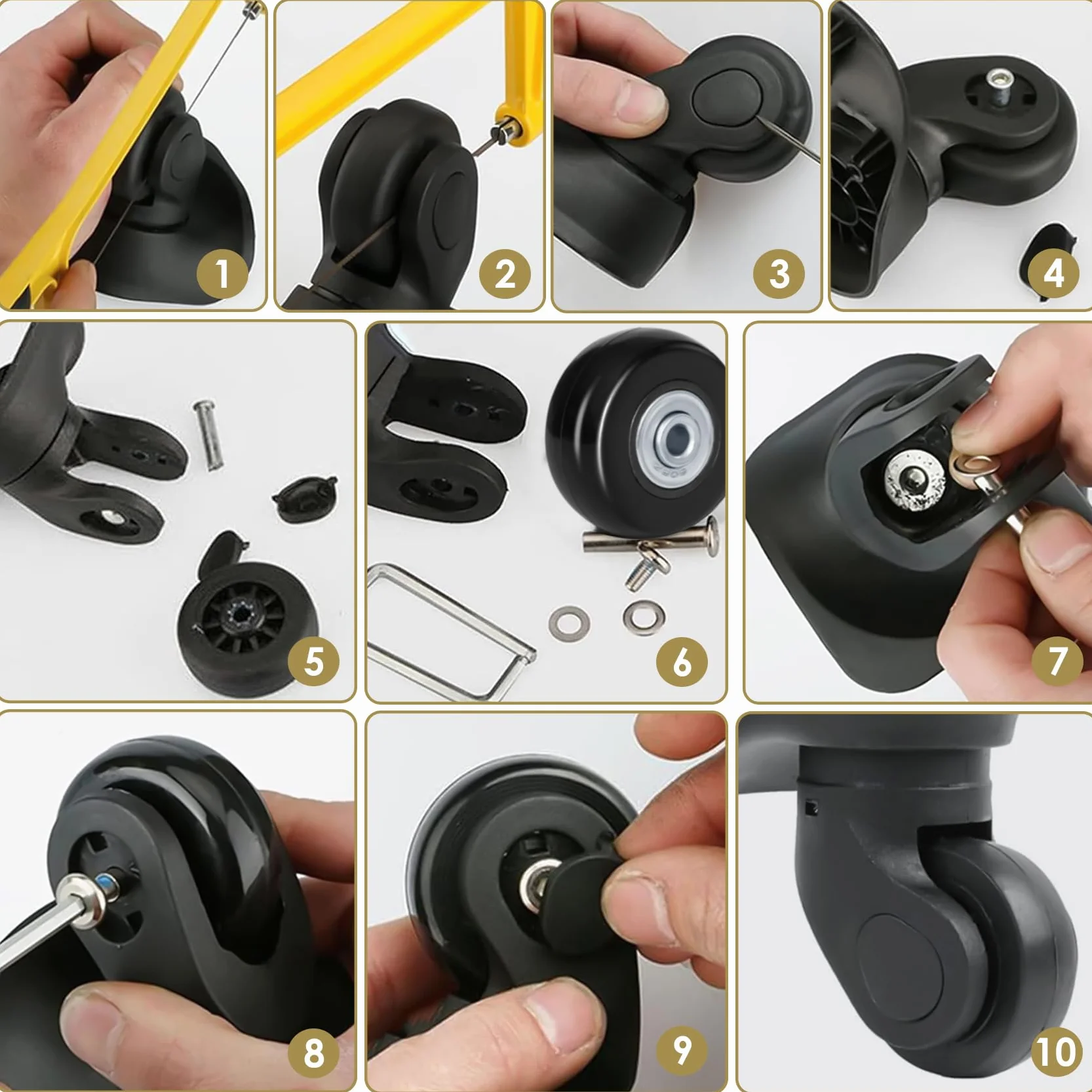 Ruedas de Maleta de Reemplazo 4 Piezas 50 mm x 18 mm Goma con Rodamientos