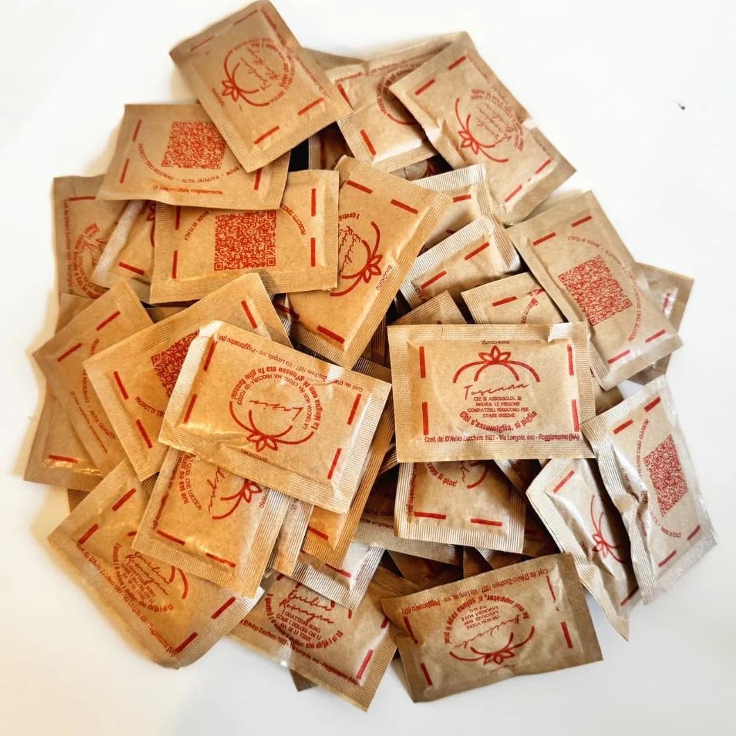 Azúcar y Refranes 20tipici - 100 Bolsas de Azúcar Moreno con Citas Italianas - Sobres Monodosis 500G - (500G/100 Bolsas, Azucar moreno)