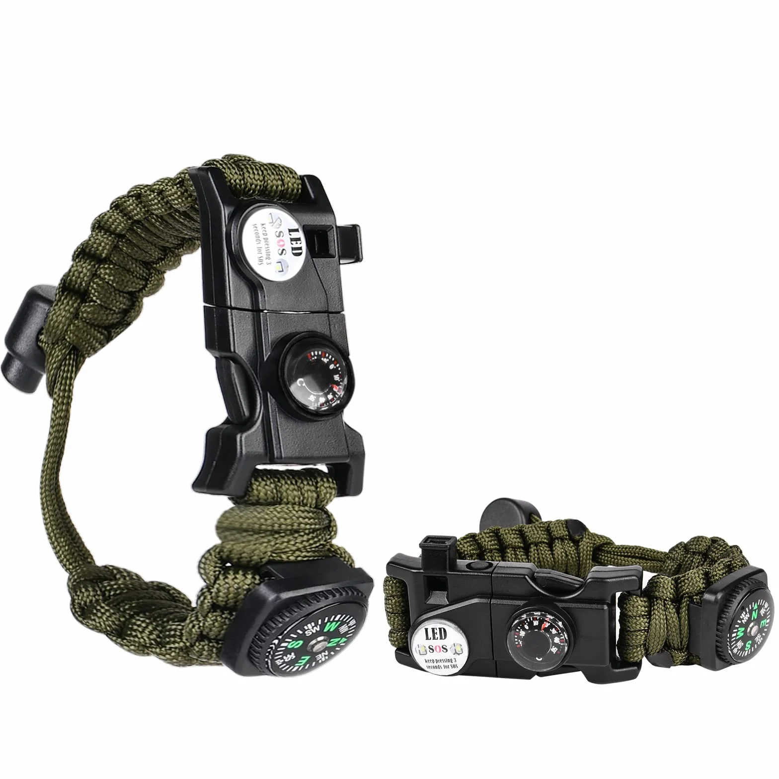 Flintronic Pulseras de Supervivencia al Aire Libre, 2PCS 5 en 1 Paracord Bracelets, Camuflaje