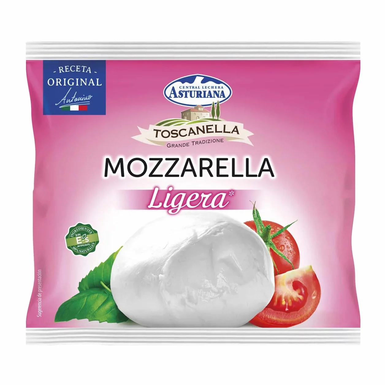 Mozzarella Toscanella Central Lechera Asturiana – Clásica, Ligera y Sin Lactosa 100g – Envío Refrigerado (6 Bolsas de 100g., Mozzarella Ligera 100g)