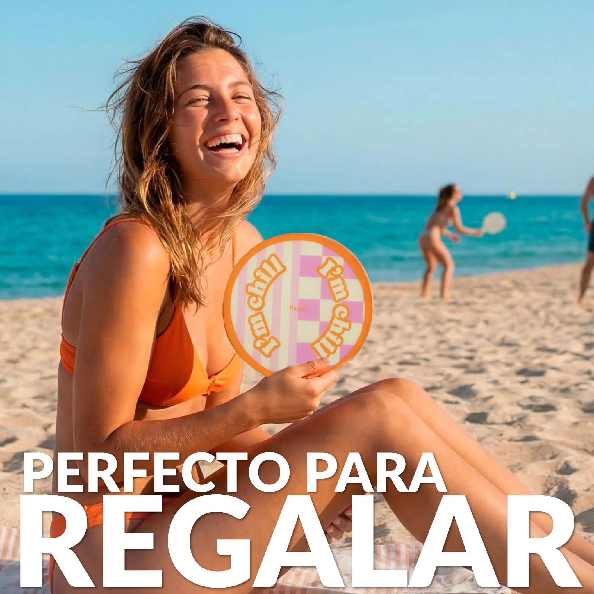 Fisura Abanico redondo plegable Ventilador de mano original Frisbee divertido 20 cm naranja