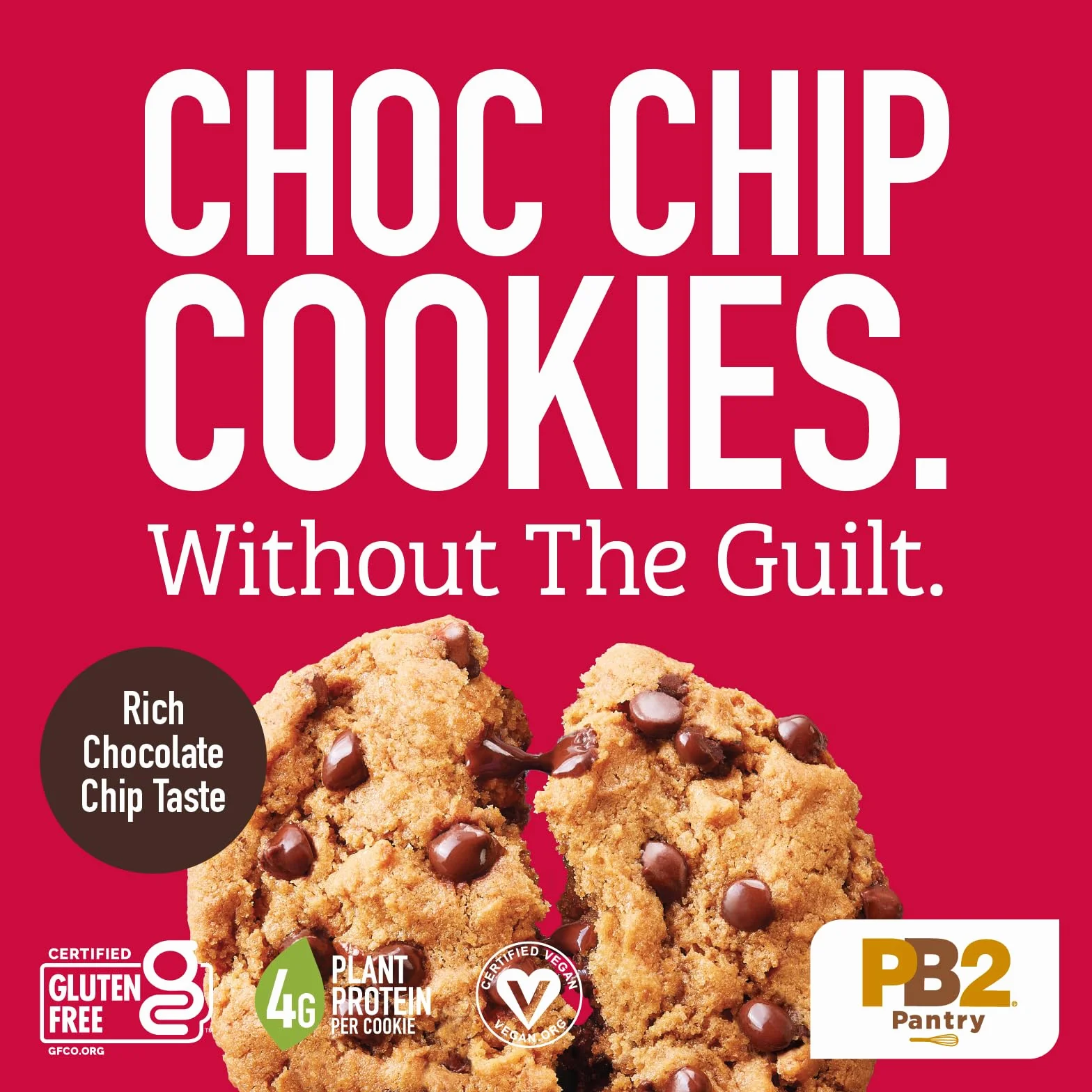 PB2 Pantry Mezcla de galletas con chispas de chocolate, tarro de 16 onzas, certificado vegano, sin gluten, sin OMG, 4 g de proteína vegetal por galleta