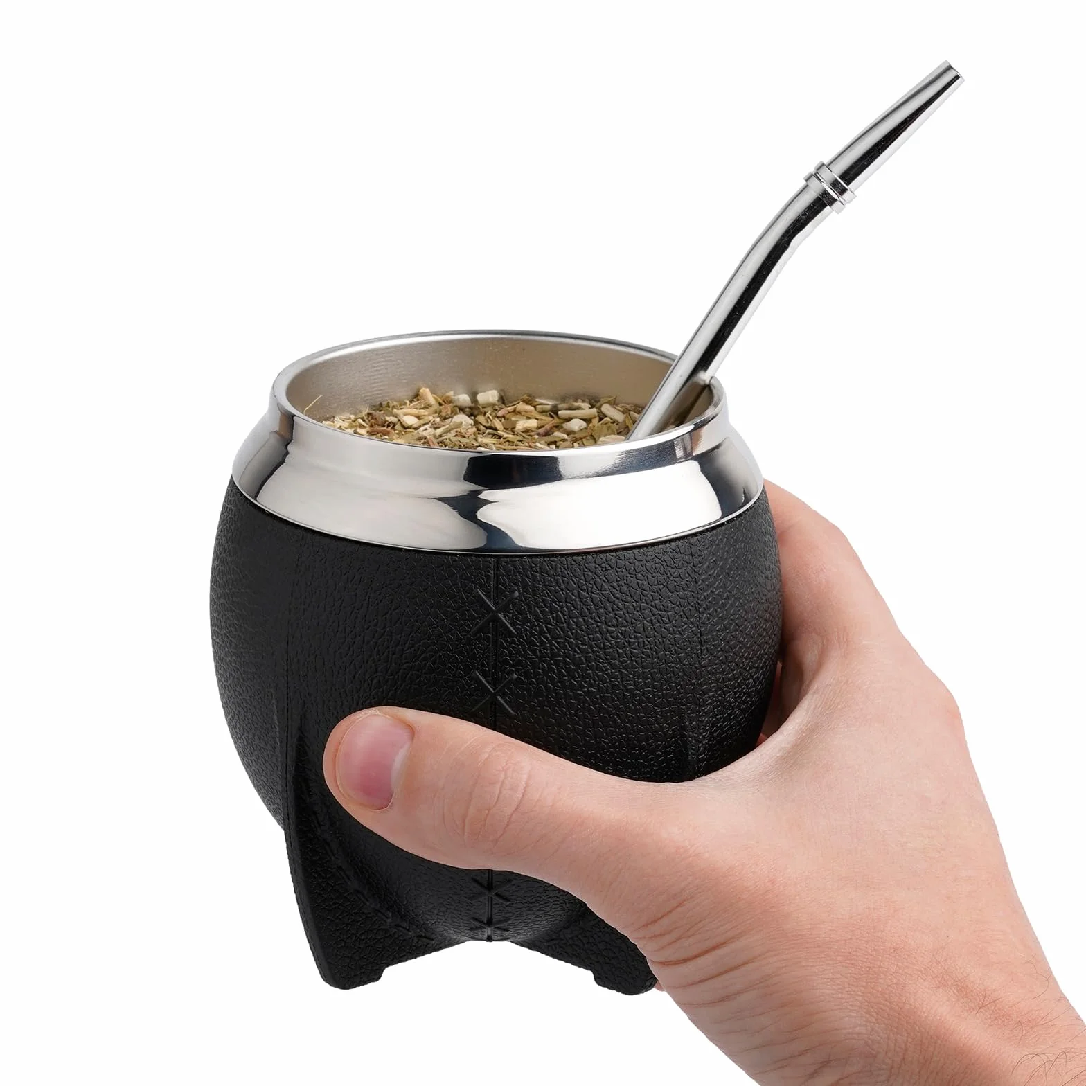 Mate Vaso Plástico Elegante y Duradero - Forma Torpe y Fácil de Limpiar - Vaso con Dos Bombillas y Cepillo para Limpiar 280ml