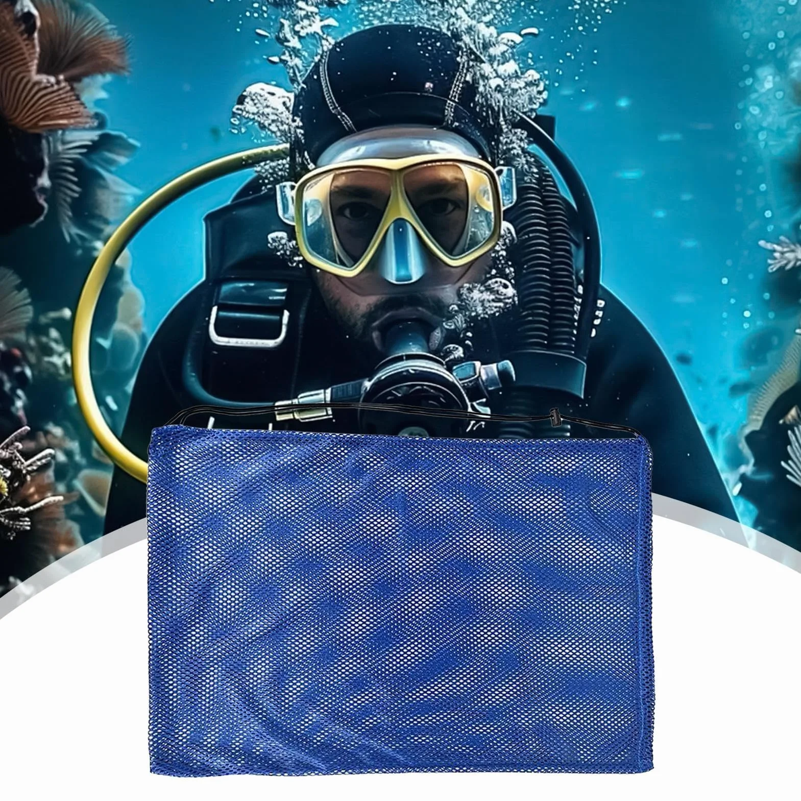 Bolsa Playa Malla 68x48 cm Organizador Extra Grande para Buceo Natación y Almacenamiento de Aletas