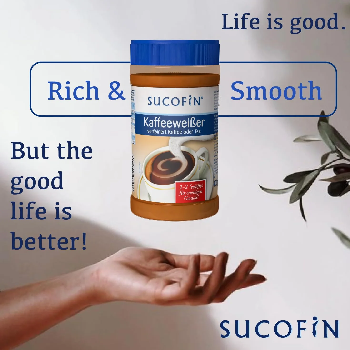 SUCOFIN Blanqueador de café 24 x 400 g fácilmente soluble, ideal para café/té, larga duración, perfecto para gastro, cafetería, oficina, panadería, 24 unidades para un disfrute cremoso