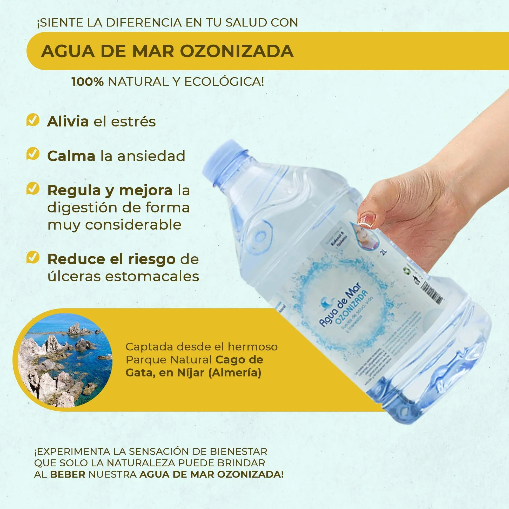 OZONO D'OR - Agua de Mar para beber ozonizada 100% Natural | Agua Marina Hipertonica para Cocinar, Nutre tu Organismo con todos los Minerales y Oligoelementos