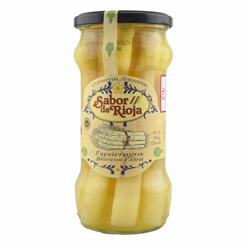 Pack 6× Espárragos Blancos Extra 8/12 Sabor de Rioja – Tarro 580 g | Espárrago Nacional Grueso | Textura Tierna y Sabor Delicado | Conserva Vegetal Premium
