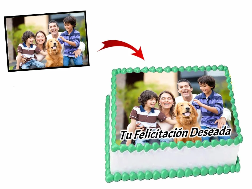 OBLEA o PAPEL DE AZÚCAR *PREMIUM* - Foto Comestible Personalizada para Tartas con Foto, Nombre y Edad - Calidad Fotográfica HD - Colores Vivos - Rectangular