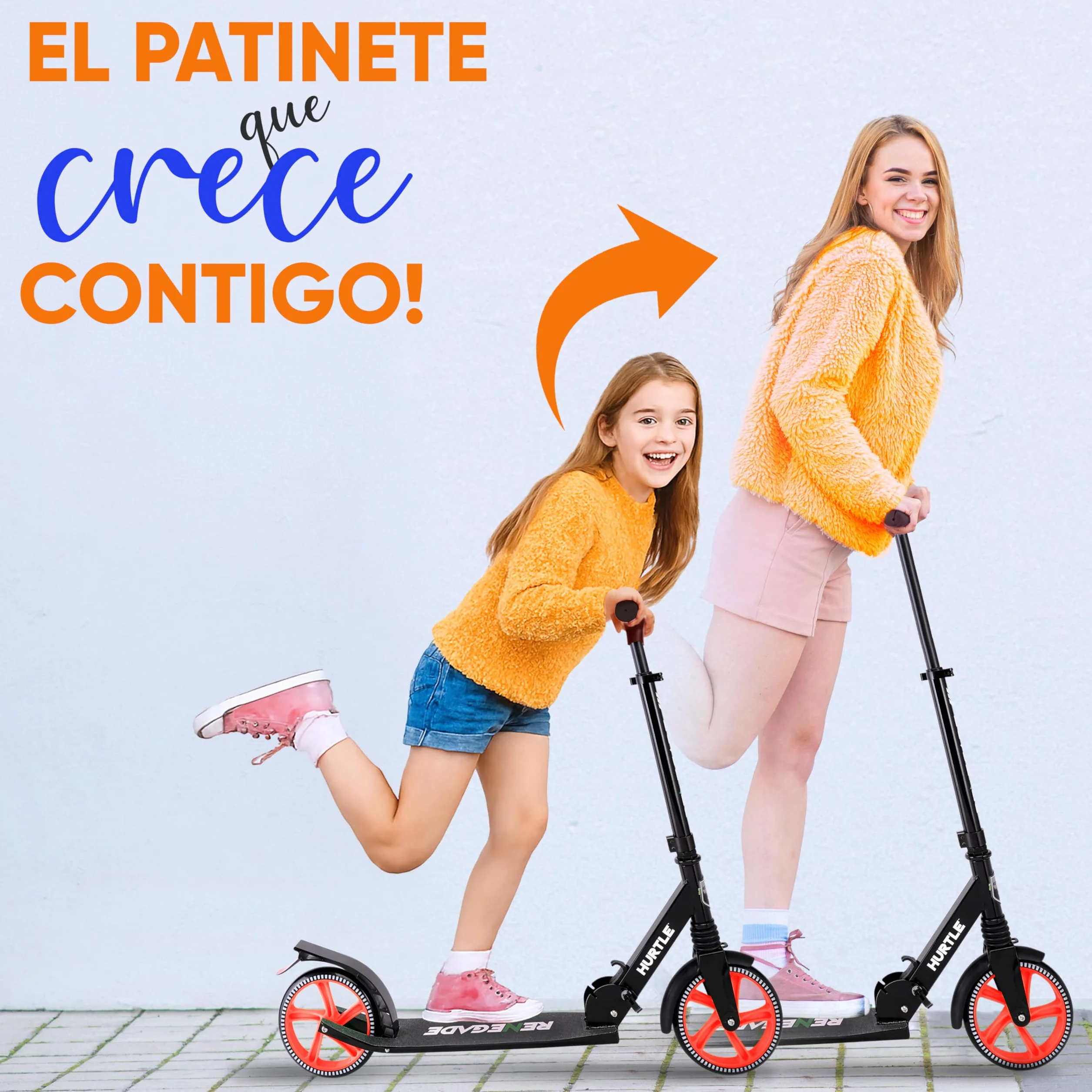 Hurtle Renegade Patinete 2 Ruedas Plegable Ajustable Freno Manillar