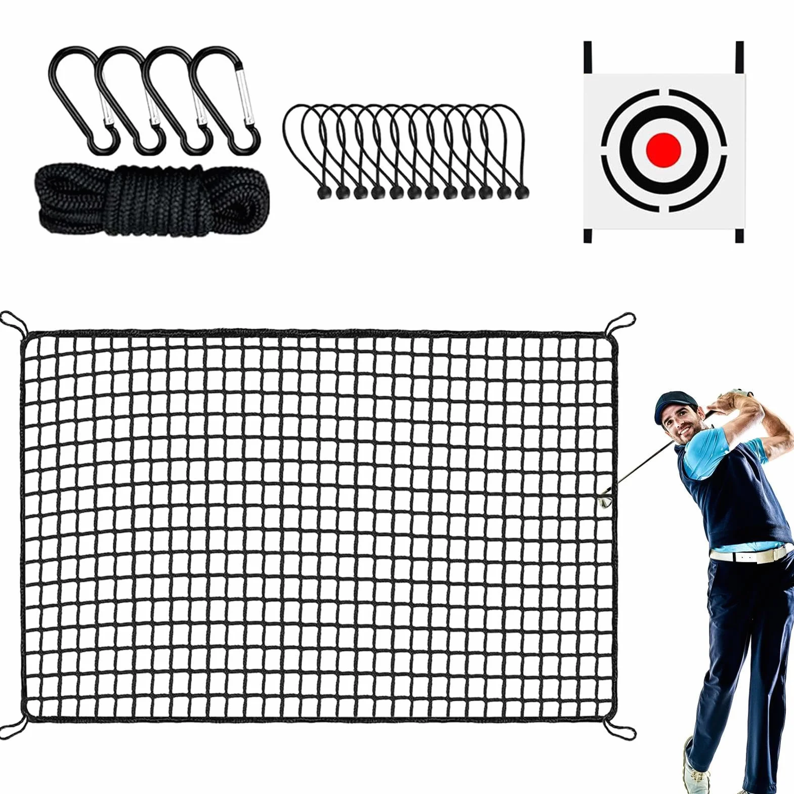 Red de práctica de Golf 2x2m con Tela de Objetivo Portátil para Exteriores e Interiores