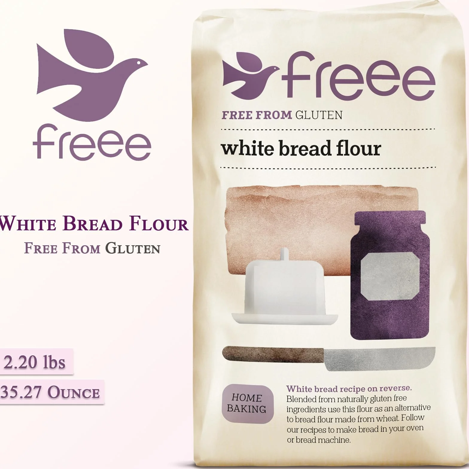 Doves Farm Gluten De La Harina Y Mezcla El Pan Blanco De Trigo Libre (1Kg) (Paquete de 2)