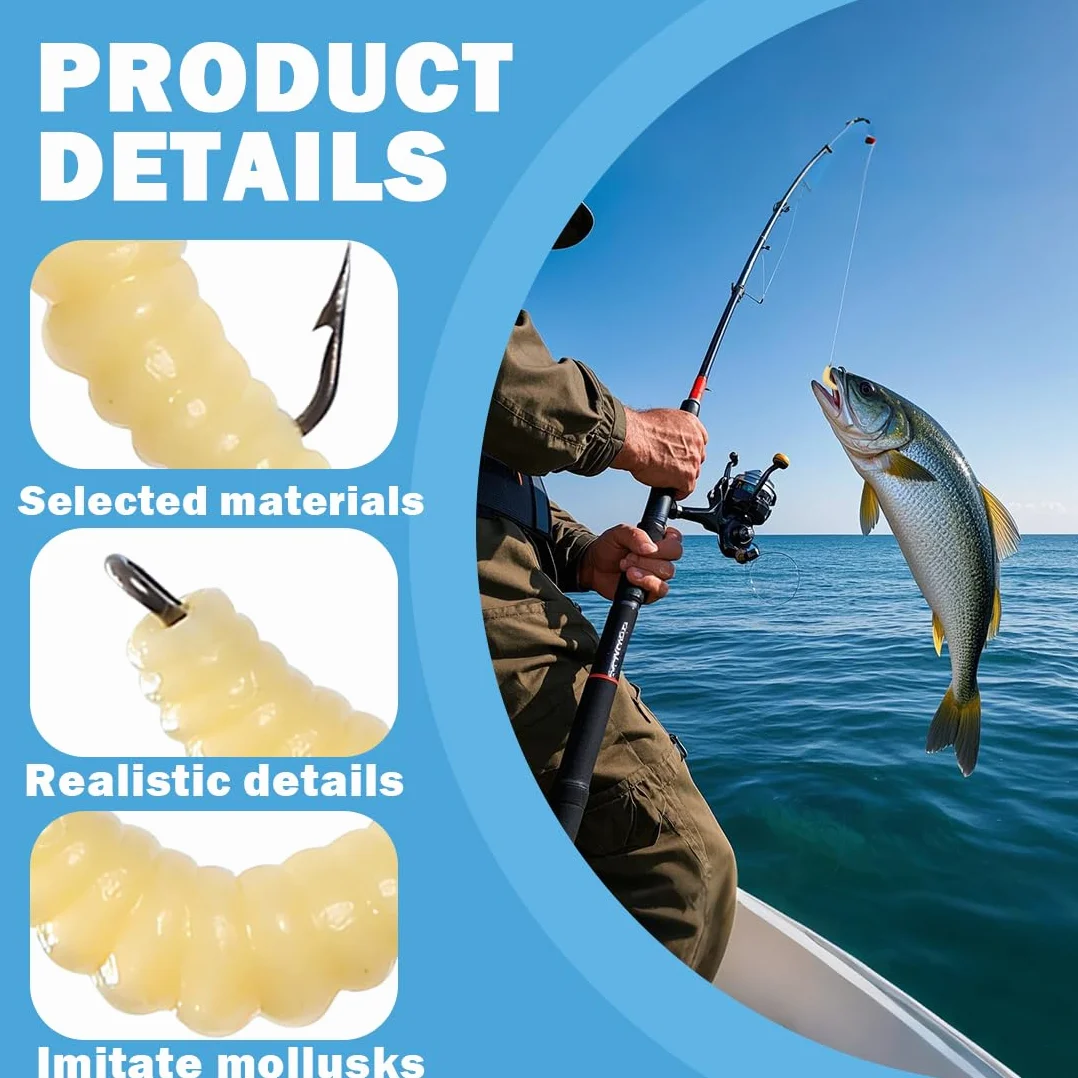 Gusanos De Silicona Suave Con Anzuelo De Pesca, Cebo 50 sztuk