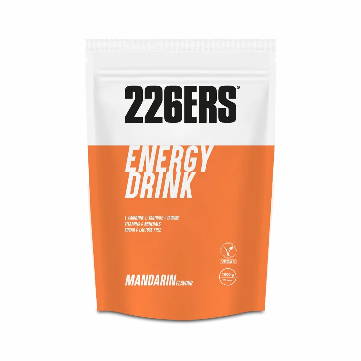 226ERS Energy Drink | Bebida Energética en Polvo con Amilopectina, Taurina y L-Carnitina, Sin Gluten y Sin Lactosa, Mandarina - 1 kg
