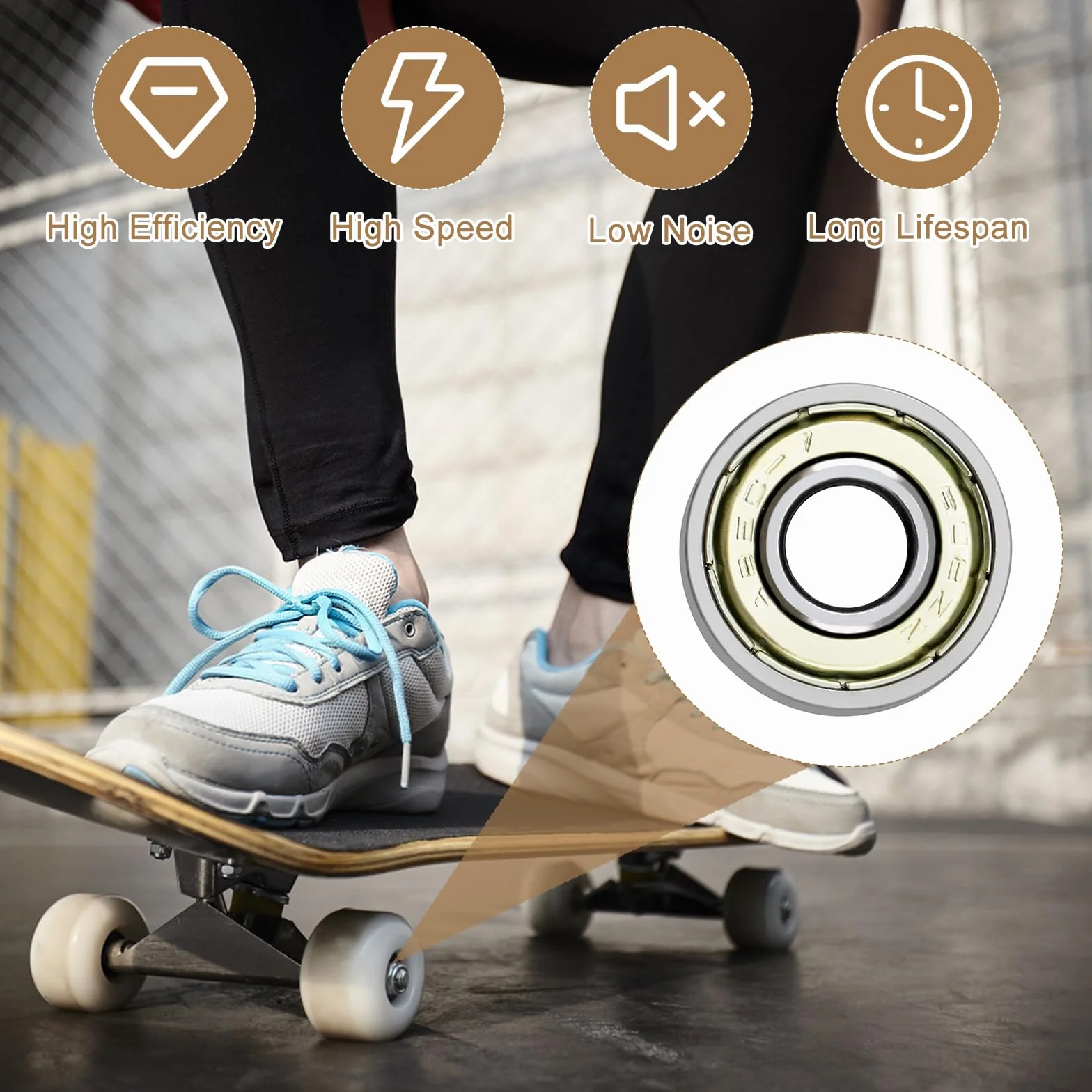 Rodamientos Metálicos 608ZZ para Monopatín Patines Longboard Fidget Spinner 40 Piezas Plateado