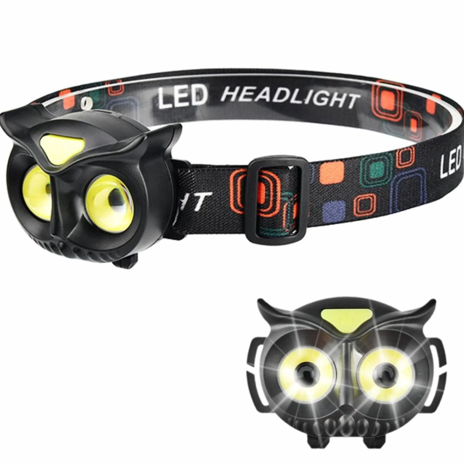 Linterna frontal LED COB para niños y adultos, 4 modos, batería, para acampar y senderismo