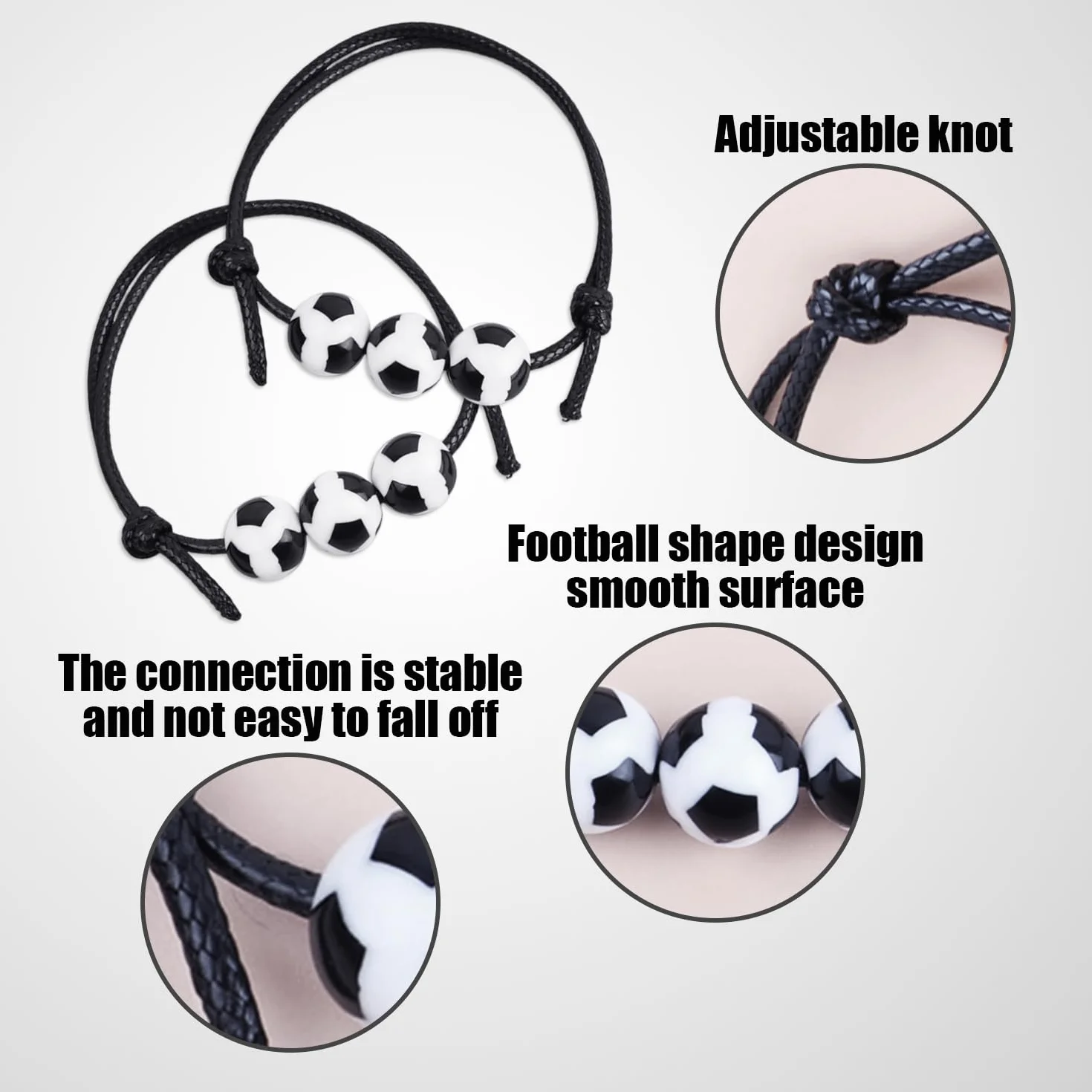 Pulseras de fútbol ajustables 23 cm plástico regalos para amantes del fútbol