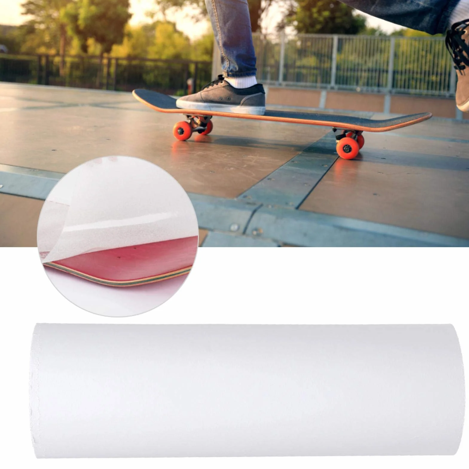Fyearfly Cinta de Agarre Transparente Impermeable para Monopatín Longboard Accesorio