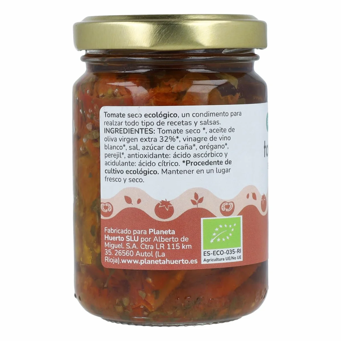 PLANETA HUERTO | Tomate Seco en Aceite de Oliva Virgen Extra Ecológico 155 g, Condimento Mediterráneo BIO -Tomate Seco Ideal para Ensaladas, Pastas y Tostas