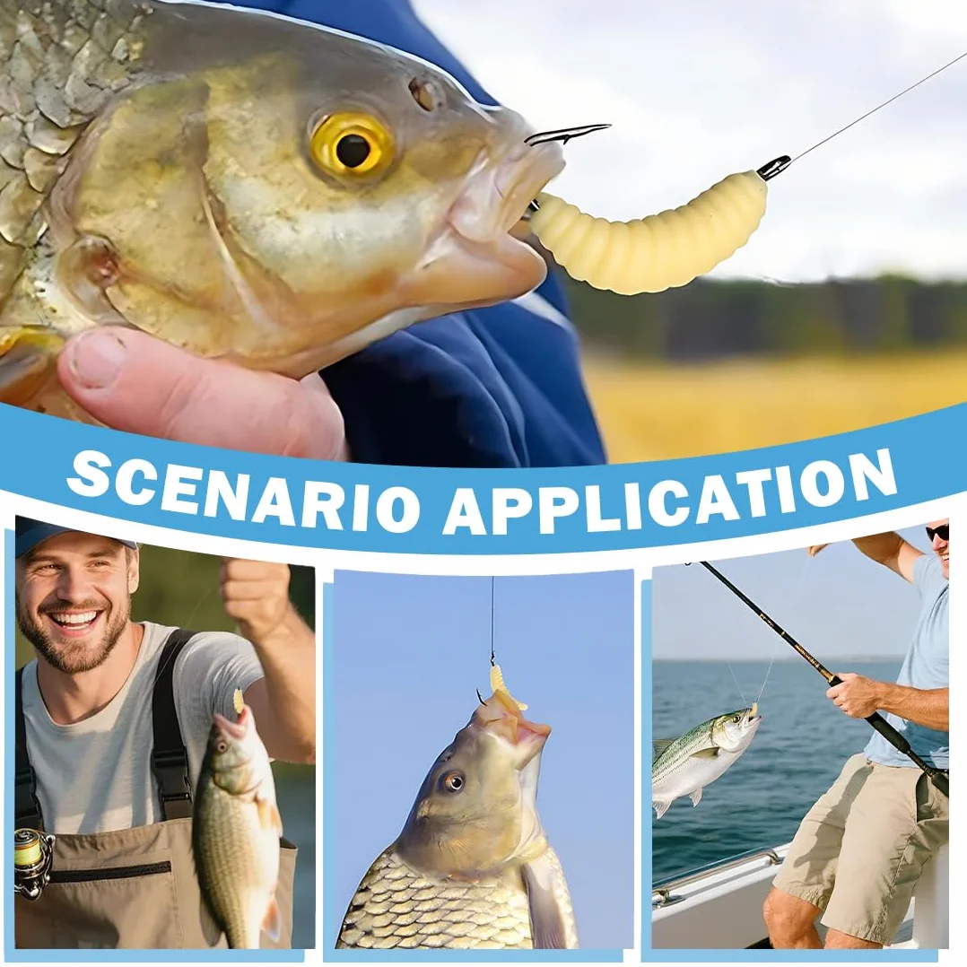 Gusanos De Silicona Suave Con Anzuelo De Pesca, Cebo 50 sztuk