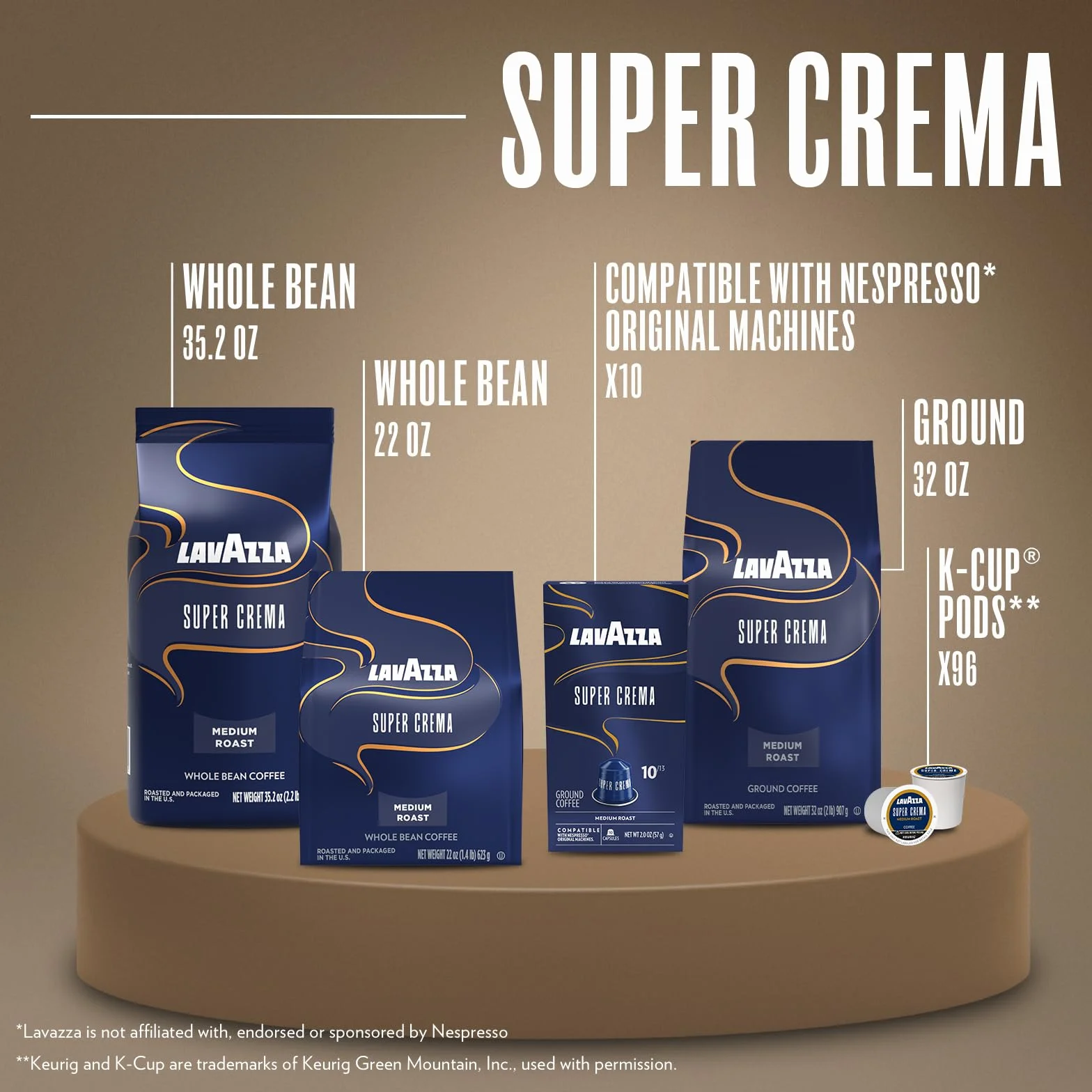 Lavazza Espresso Super Crema, Café de Grano Tostado, 1000 g
