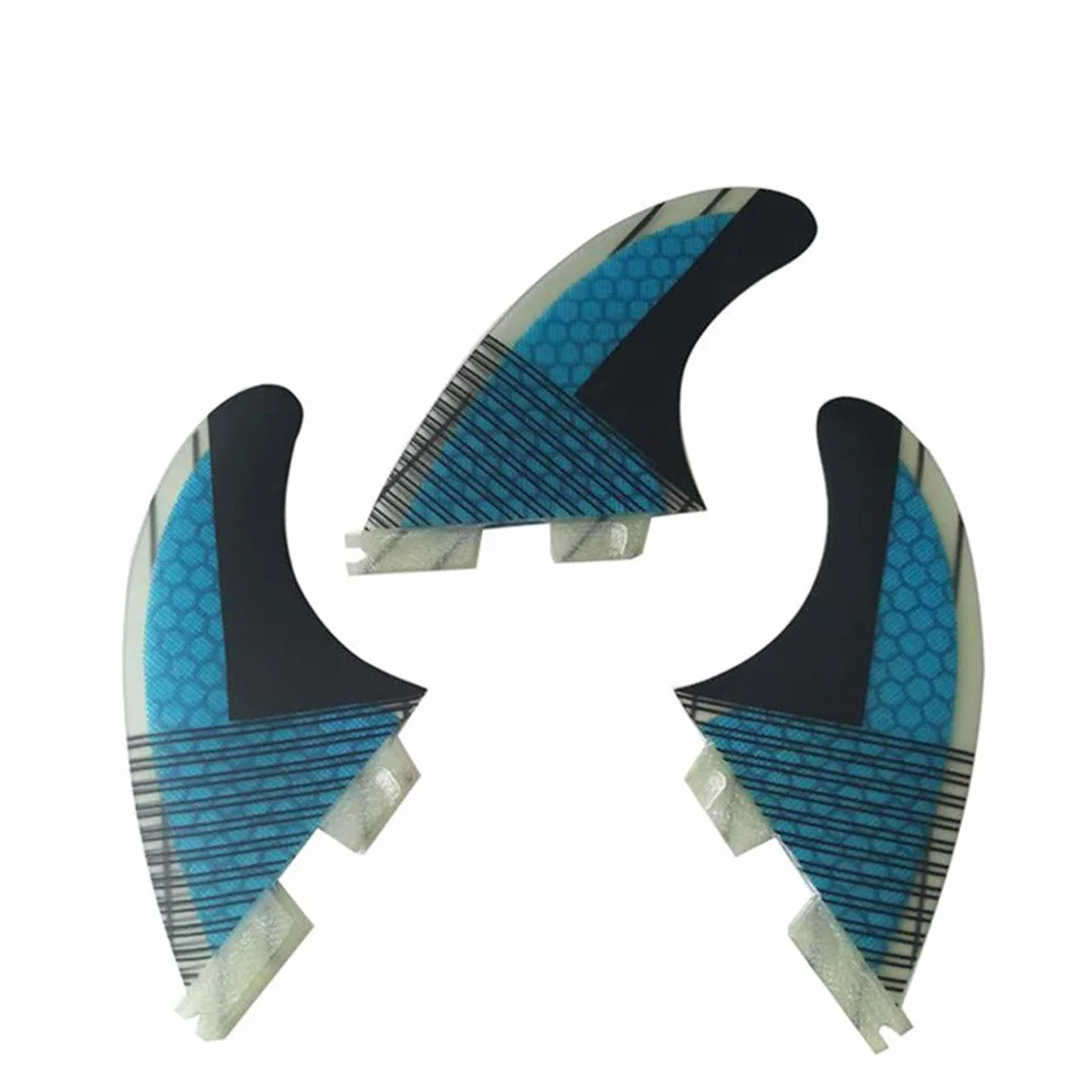 Topways Juego de Aletas para Tabla de Surf Fibra de Vidrio Panal de Abeja 3 Unidades FCS II G5 M