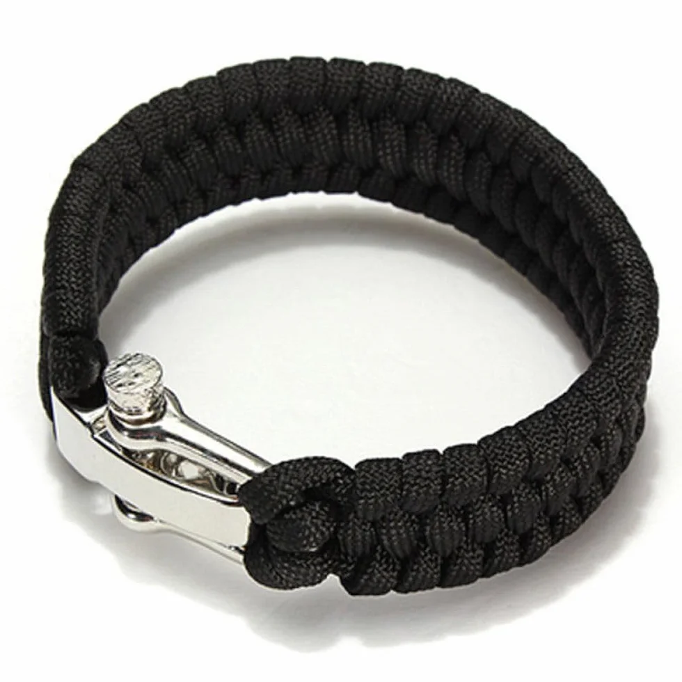 Pulsera de supervivencia de paracaídas SEIWEI, cuerda tejida con hebilla ajustable de acero inoxidable para camping y senderismo (rojo)