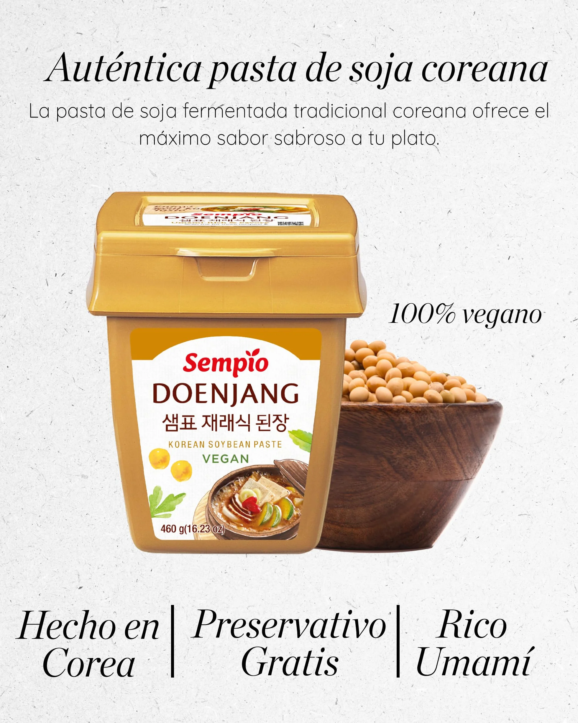 Pasta de soja coreana "Doenjang" de Sempio - Vegana, pasta de miso tradicional 460gr